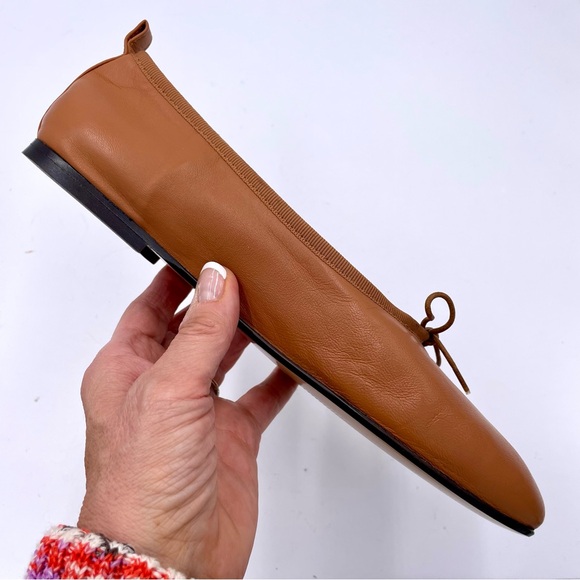 NEW Everlane Toasted Almond Tan Italian Leather The Day Tie Ballet Flat Size 9 - Picture 8 of 13